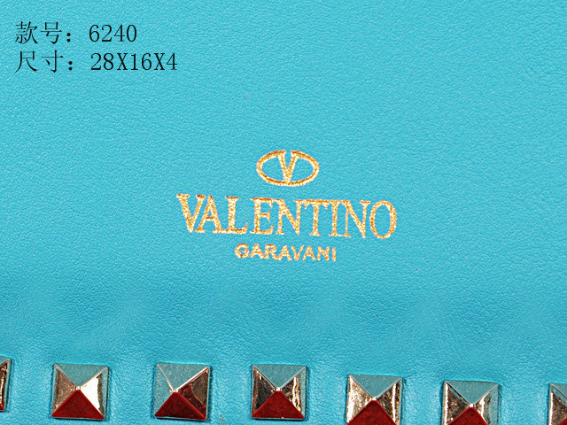 2014 Valentino Garavani Rockstud clutch V6240 sky blue